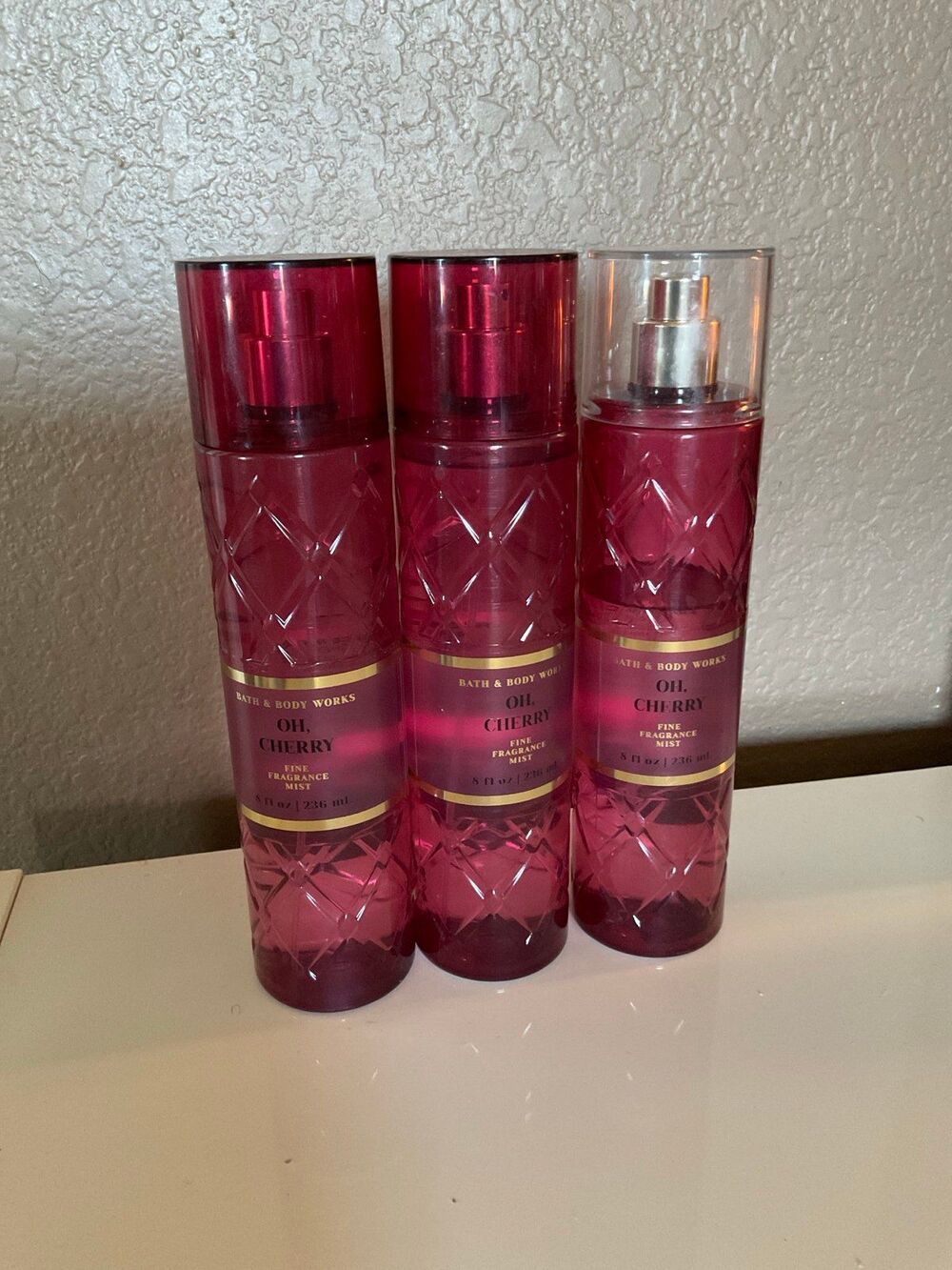 3 - BBW Bath And Body Works Oh Cherry Fine Fragrance Mist Bundle